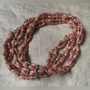 Pink Beaded Multi-Strand Necklace